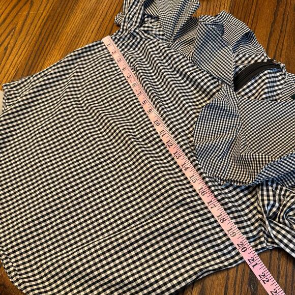 Lauren Ralph Lauren Black & White Gingham Ruffle Cold-Shoulder Blouse - Size L - Picture 7 of 10